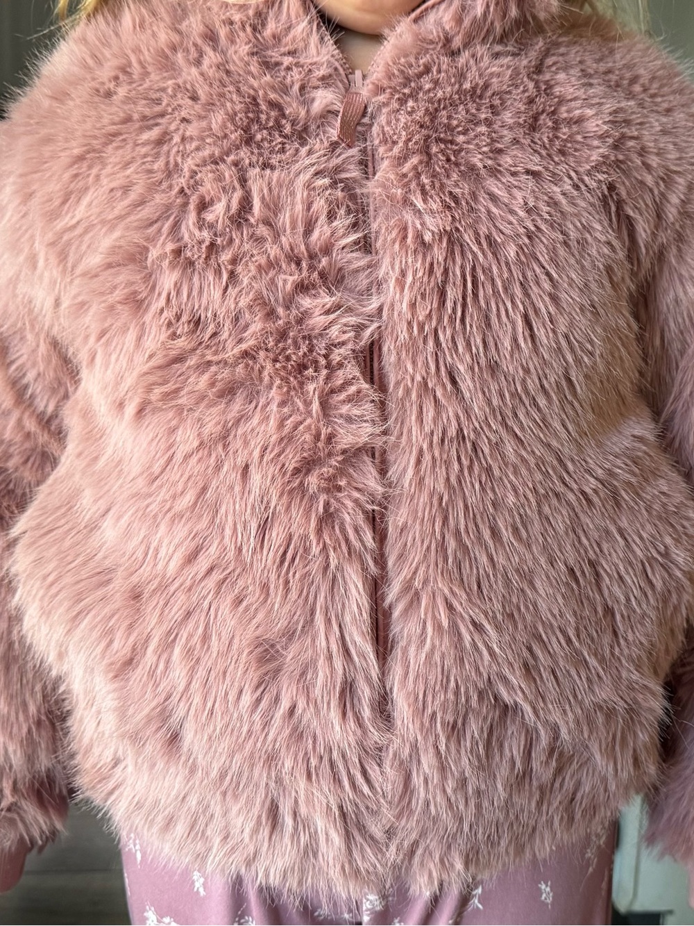 art class Plush Teddy Jacket in Dusty Pink
